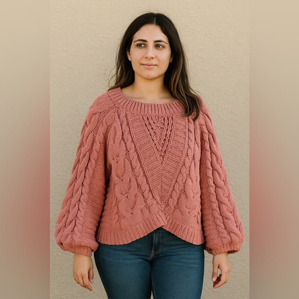 Express Blush Cable Knit Sweater